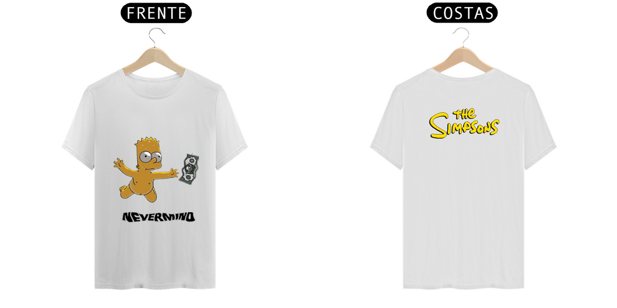 Nome do produto: T.Shirt Prime - Coleção The Simpsons - Bart Simpsom Referência ao disco do Nirvana Nevermind