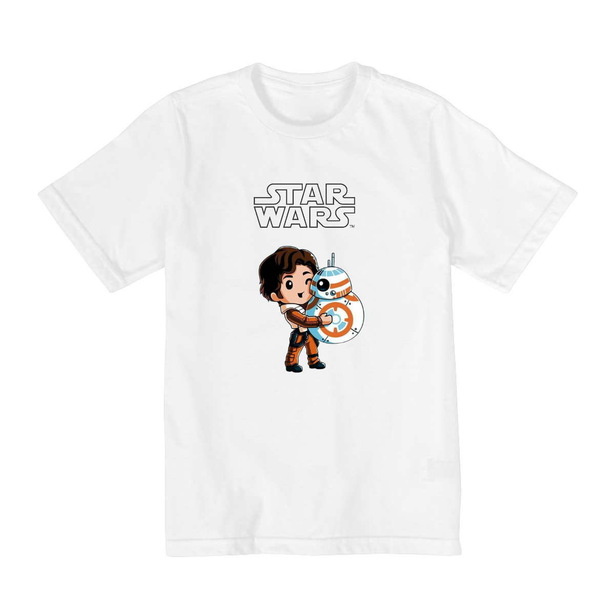 Nome do produto: Coleção Star Wars - Camiseta infantil 02 a 08 anos - Droide e Lucky 