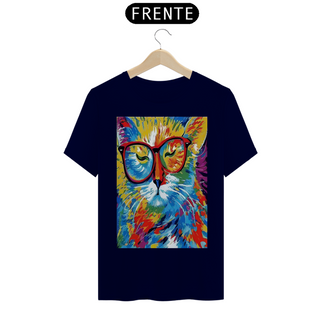 Nome do produtoCamisa masculina Gato Colorido de óculos 