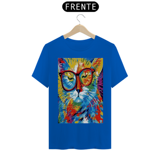 Nome do produtoCamisa masculina Gato Colorido de óculos 