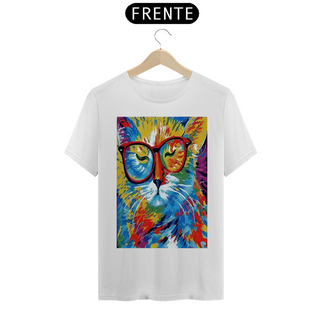 Nome do produtoCamisa masculina Gato Colorido de óculos 