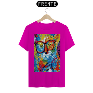 Nome do produtoCamisa masculina Gato Colorido de óculos 