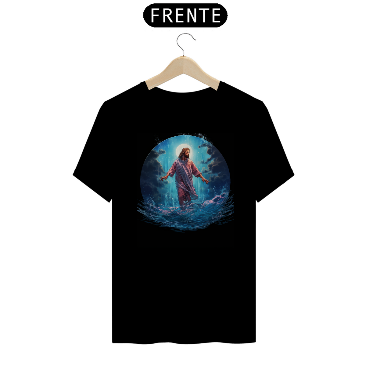 Nome do produto: Camiseta T-Shirt Quality Jesus sobre as águas