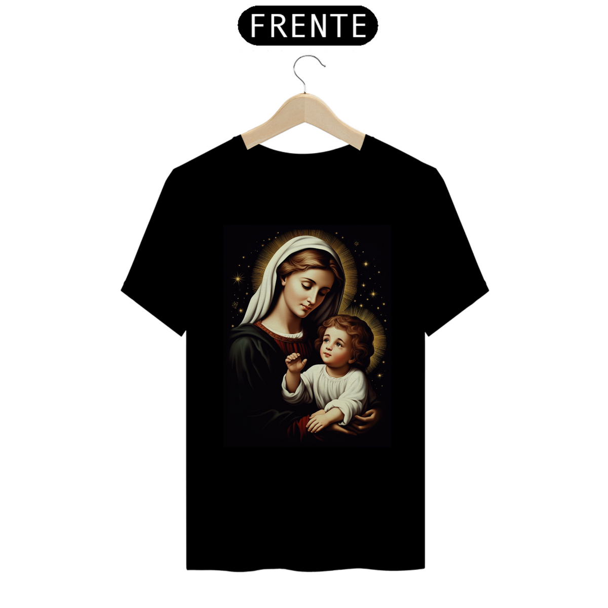 Nome do produto: Camiseta T-Shirt Maria e Menino Jesus