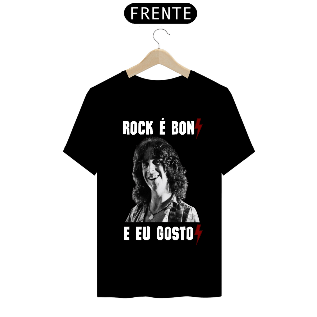 Nome do produto: CAMISETA ROCK E BON E EU GOSTO (BON SCOTT ACDC)