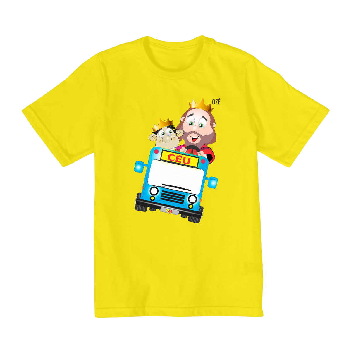 Nome do produto: Camisa Infantil Ozé : tema ÔNIBUS P/ CÉU