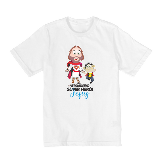 Camisa Quality Infantil (10 a 14) Ozé Jesus super herói 