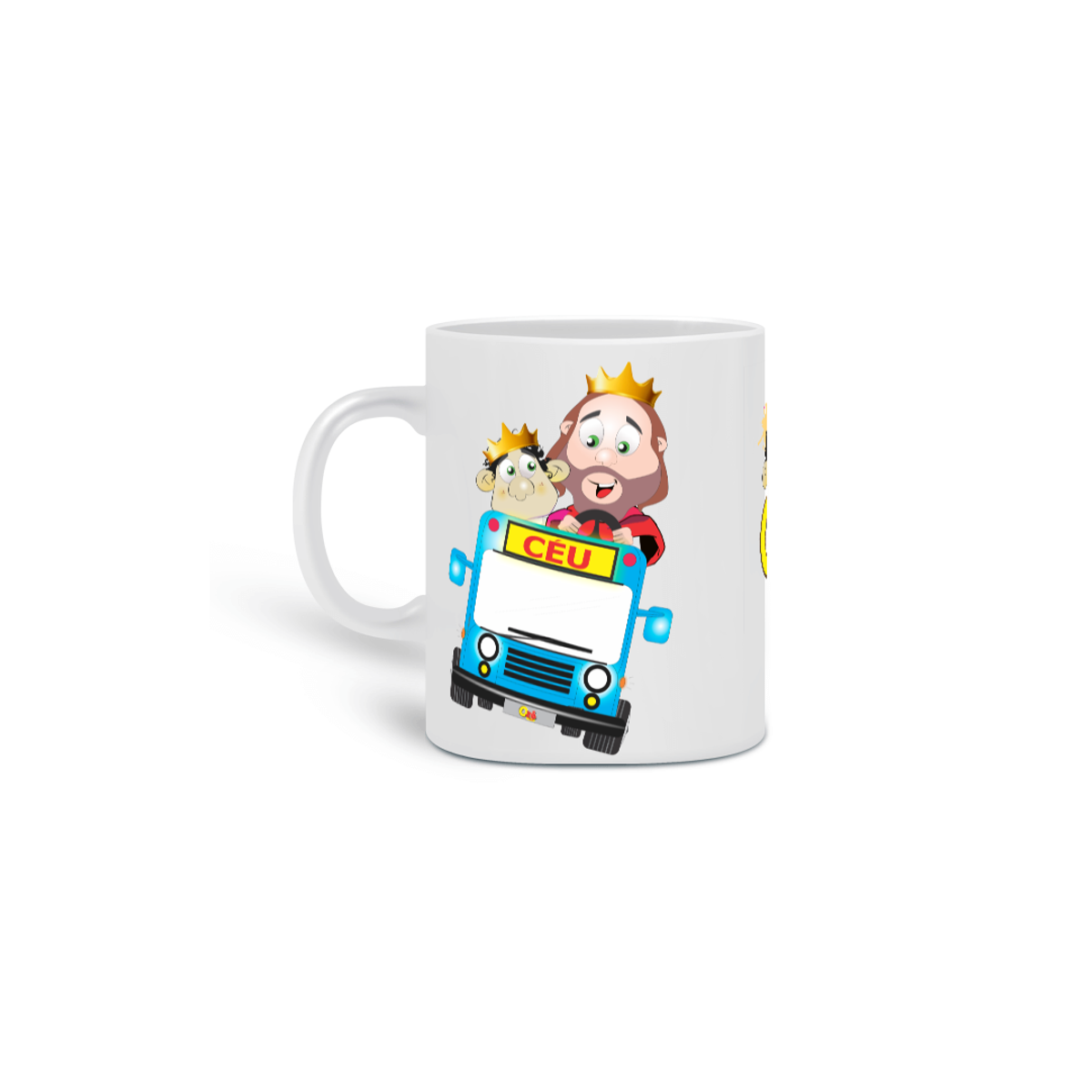 Nome do produto: Caneca Ozé e Família : Ônibus do Céu