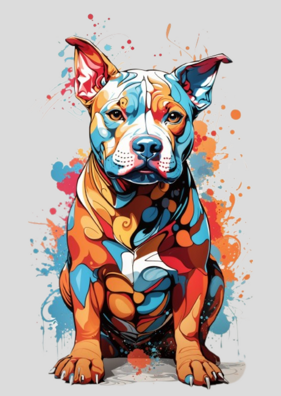  Pôster pintura colorida de Pit bull