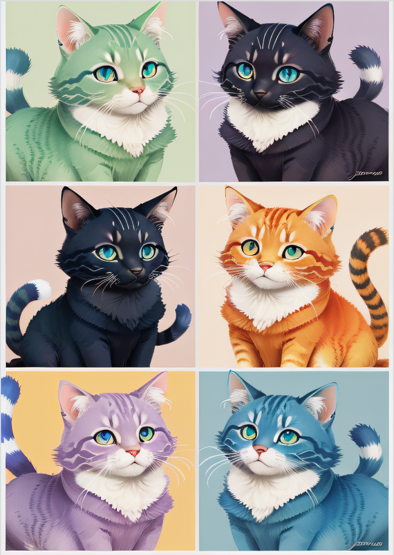 Pôster gatinhos coloridos