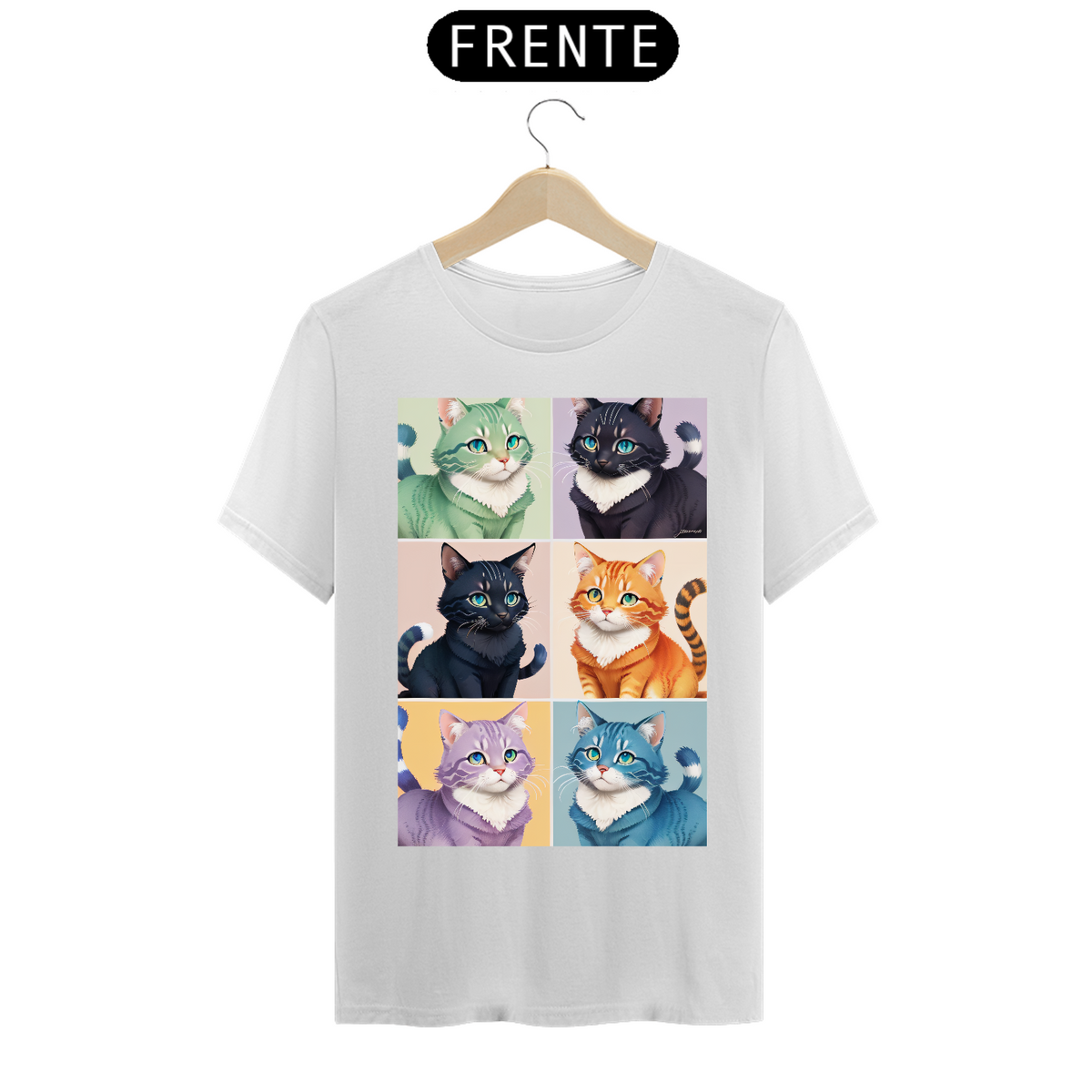 Nome do produto: Camiseta Gatinhos coloridos