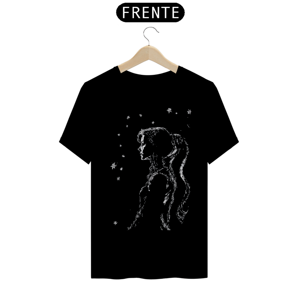 Nome do produto: Camiseta menina no céu estrelado