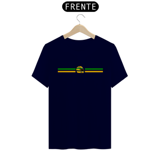 Nome do produtoCamiseta Ayrton Senna capacete central e faixas do Brasil