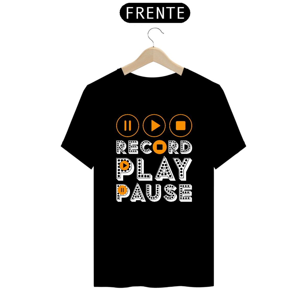Nome do produto: Camiseta Prime Arte Music - Record, Play And Pause