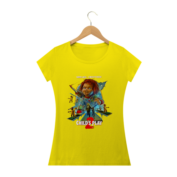 Camiseta Feminina Brinquedo Assassino 2 Estampa Chucky Filme Terror