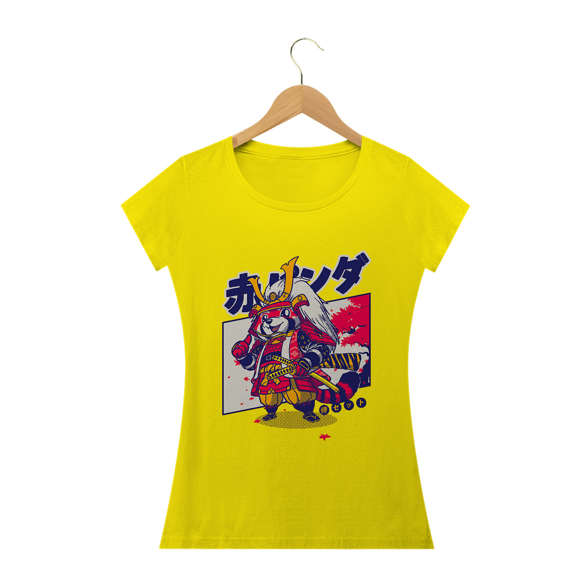 Nome do produto: Camiseta Feminina Guaxinim Samurai Estampa Japonesa