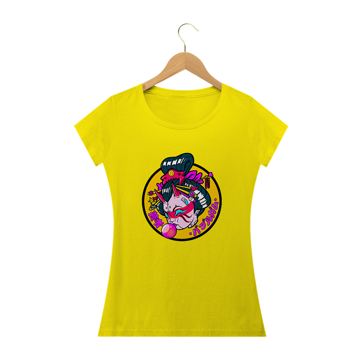 Nome do produto: Camiseta Feminina Gueixa bola de chiclete Estampa Japonesa