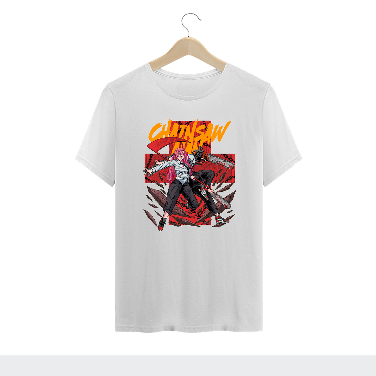 Nome do produto: Camiseta Plus Size Chainsaw Man Denji Power Estampa Anime