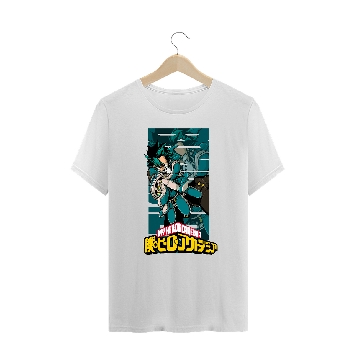 Nome do produto: Camiseta Plus Size Izuku Midoriya My Hero Academia Estampa Anime