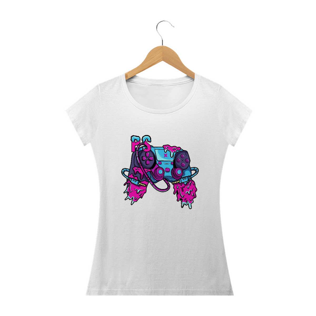 Nome do produto: Camiseta Feminina Controle PS Joystick Estampa GAME