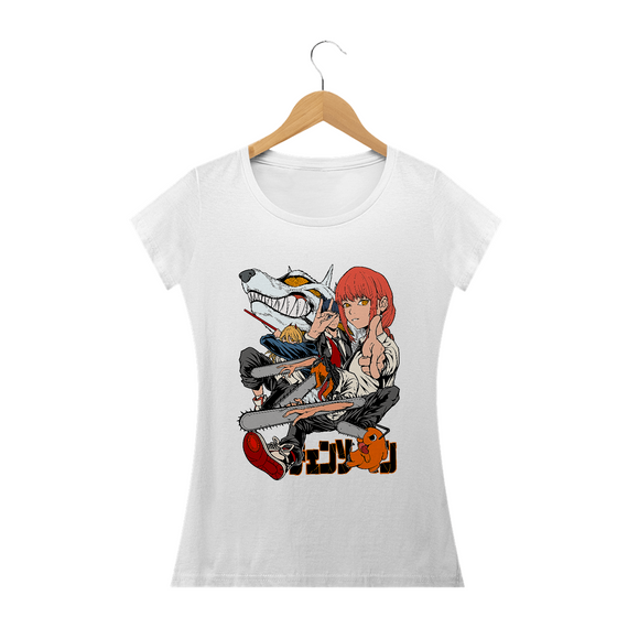 Camiseta Feminina Chainsaw man Estampa Anime