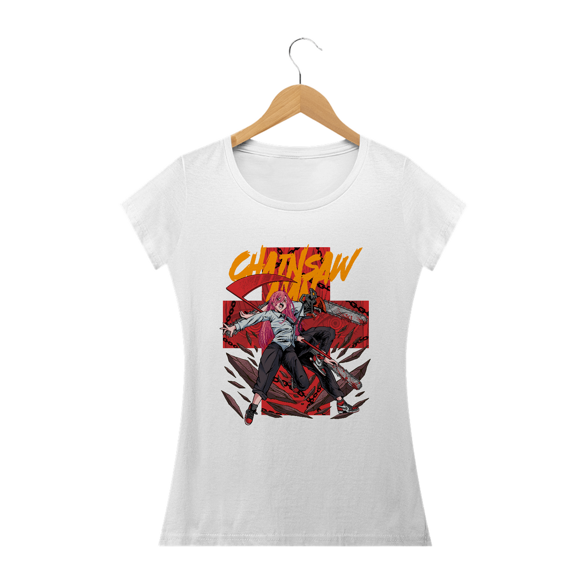 Nome do produto: Camiseta Feminina Chainsaw Man Denji Power Estampa Anime