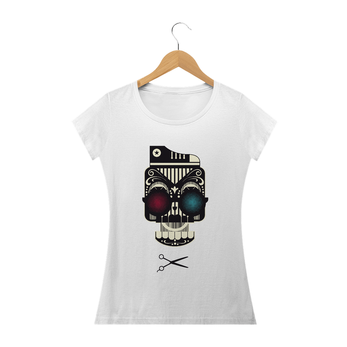 Nome do produto: Camiseta El Barbeiro Caveira Mexicana Feminino