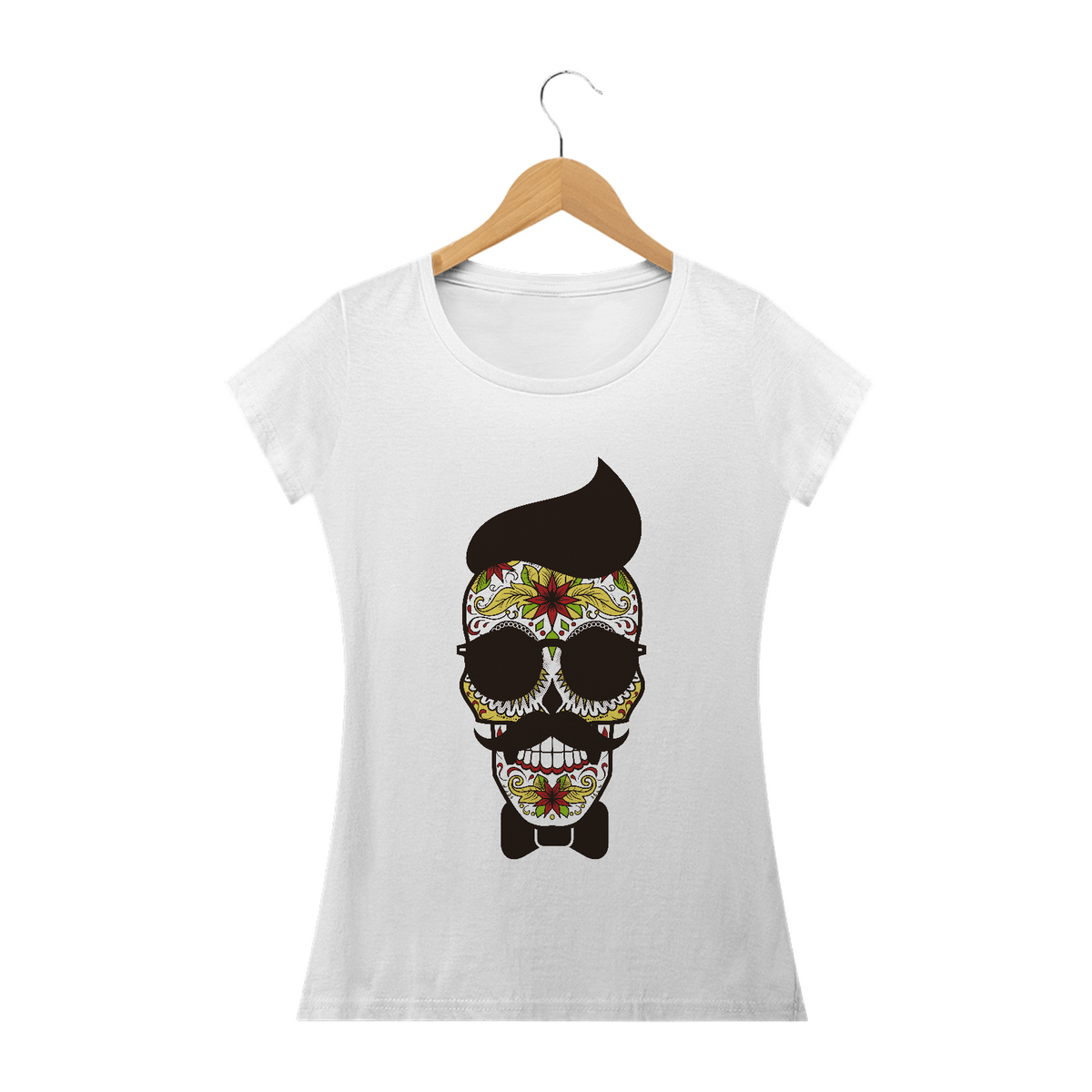 Nome do produto: Camiseta La Barbearia Caveira Mexicana Feminino