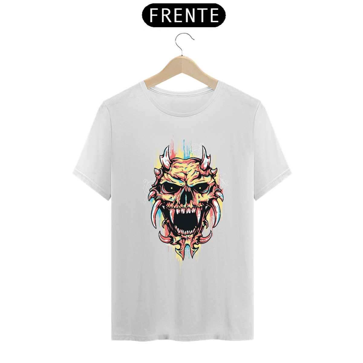 Nome do produto: Camiseta Caveira Infernal Colorida