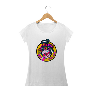 Nome do produtoCamiseta Feminina Gueixa bola de chiclete Estampa Japonesa