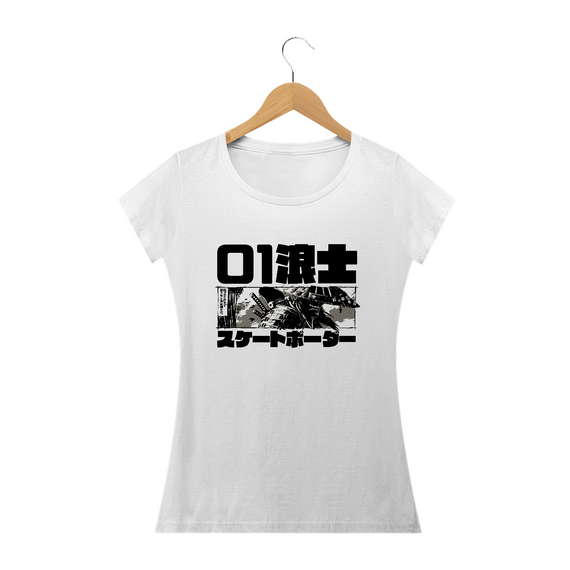 Camiseta Feminina Skatista Samurai Estampa Japonesa