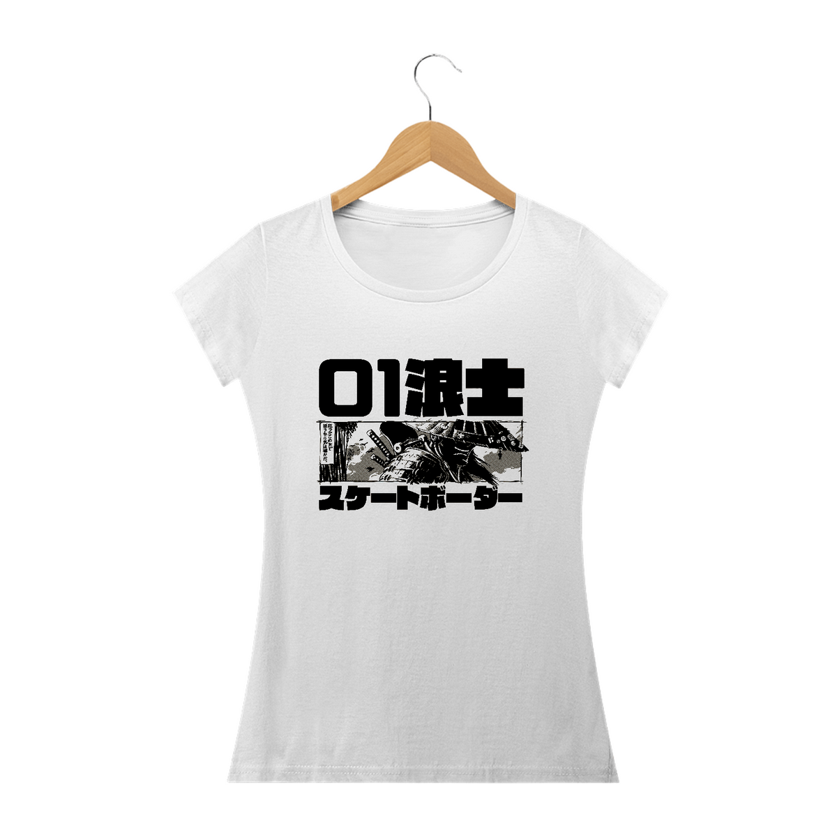 Nome do produto: Camiseta Feminina Skatista Samurai Estampa Japonesa