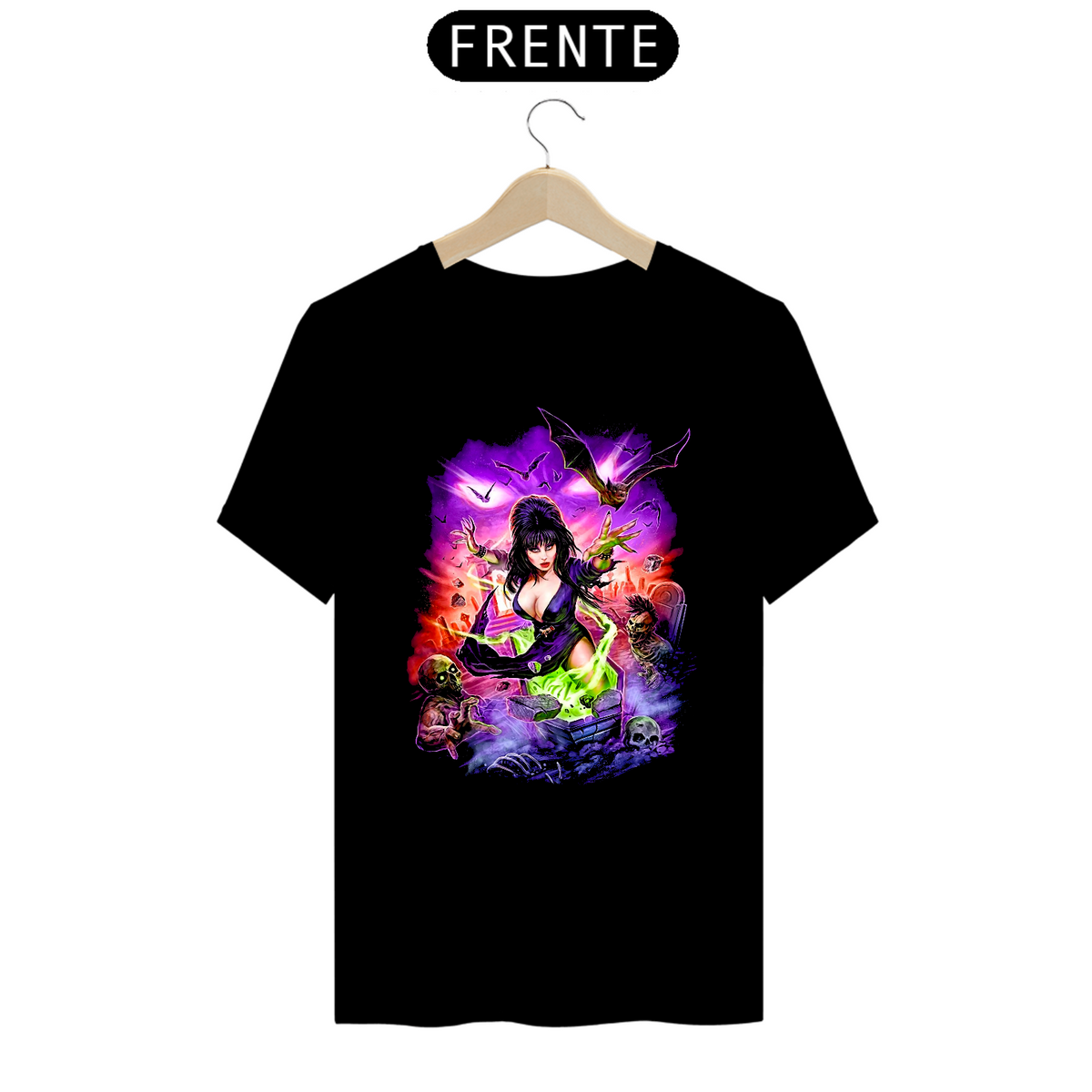 Nome do produto: Camiseta Elvira A Rainha das Trevas Estampa Filme Terror