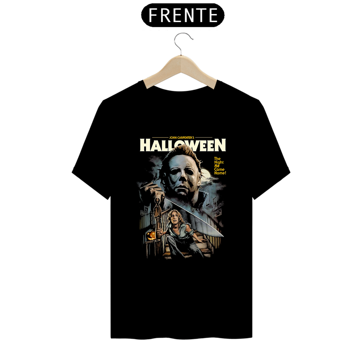 Nome do produto: Camiseta Halloween - A Noite Ele Volta para Casa Estampa Filme Terror