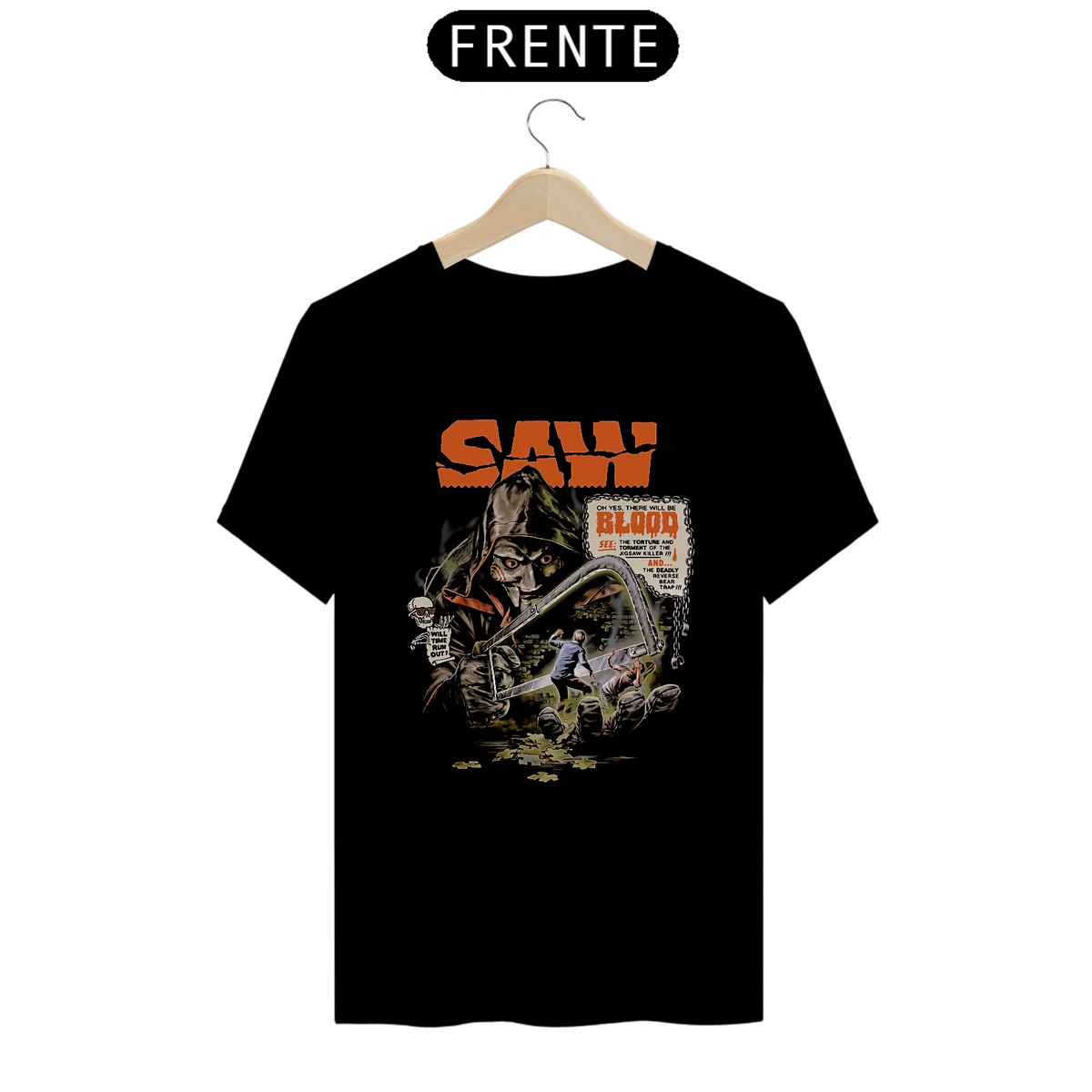 Nome do produto: Camiseta Jogos Mortais Estampa Filme Terror