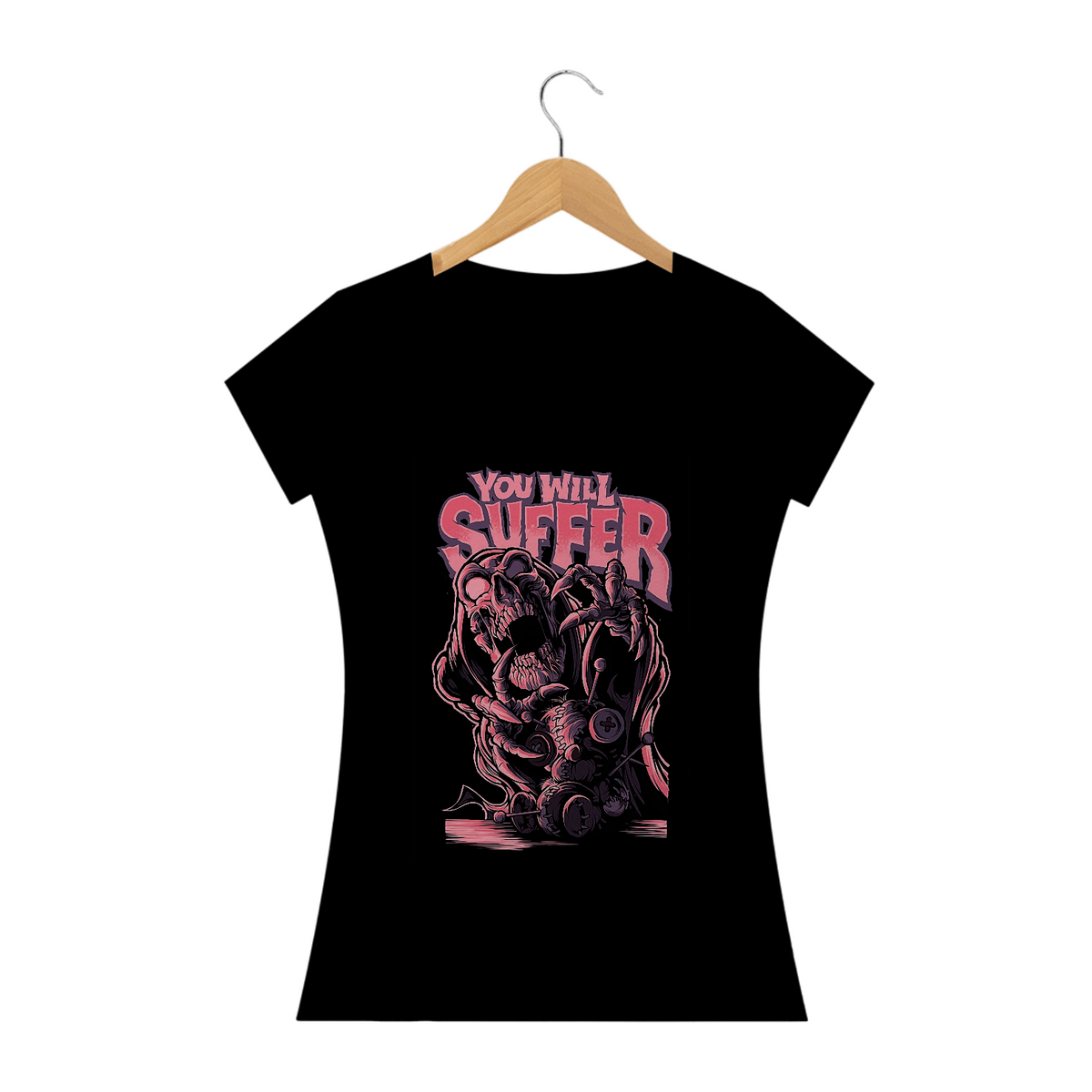 Nome do produto: Camiseta Preta Você Vai Sofrer - You Will Suffer Feminino 