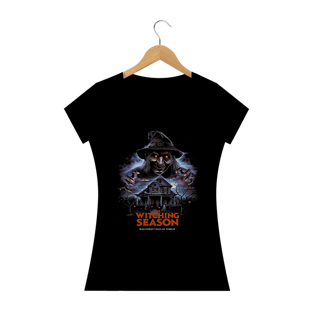 Nome do produto: Camiseta Feminina Estação das Bruxas Estampa Filme Terror