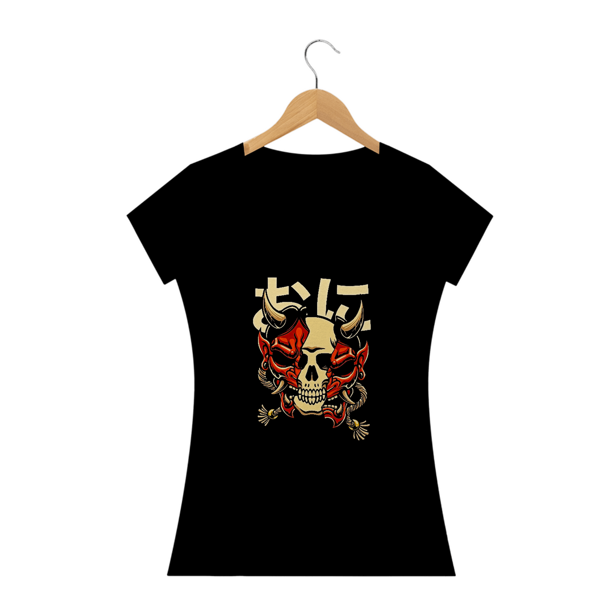 Nome do produto: Camiseta Feminina Hannya Caveira Estampa Japonesa