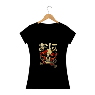 Camiseta Feminina Hannya Caveira Estampa Japonesa