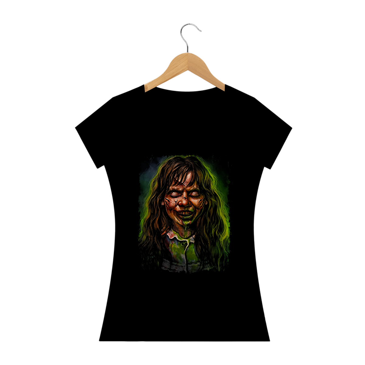 Nome do produto: Camiseta Feminina Regan Exorcista Estampa Filme Terror