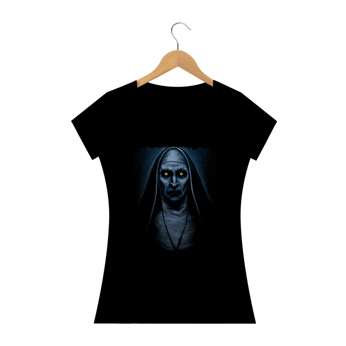 Nome do produto: Camiseta Feminina A Freira Estampa Filme Terror