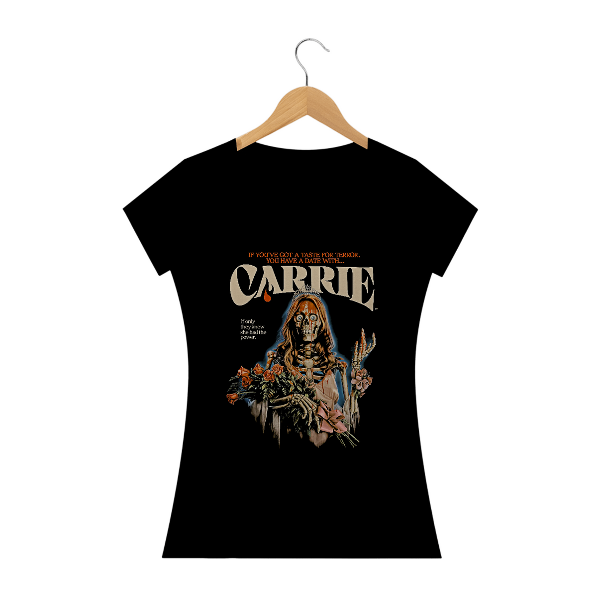 Nome do produto: Camiseta Feminina Carrie a Estranha Estampa Filme Terror 