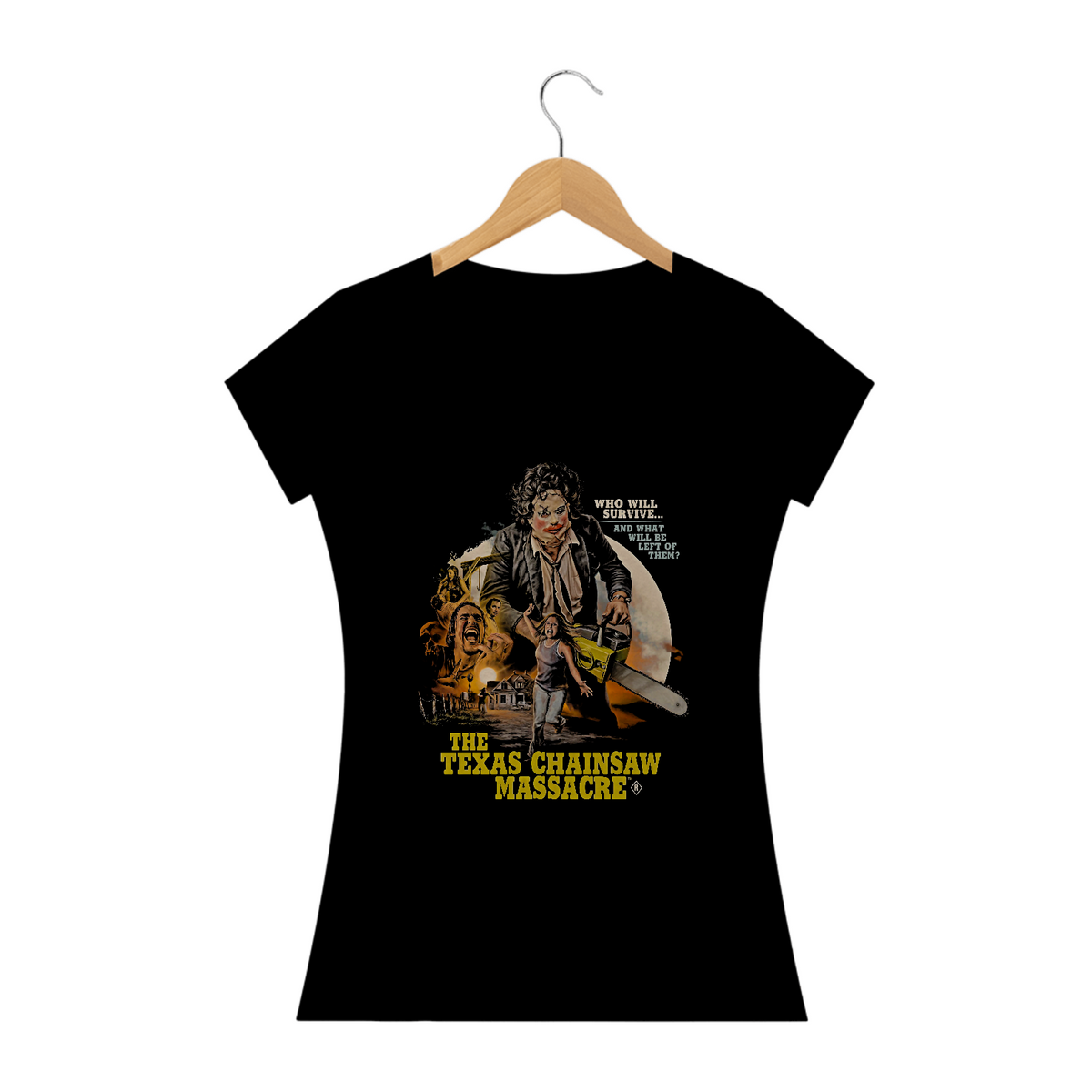 Nome do produto: Camiseta Feminina O Massacre da Serra Elétrica LeatherFace Estampa Filme Terror 