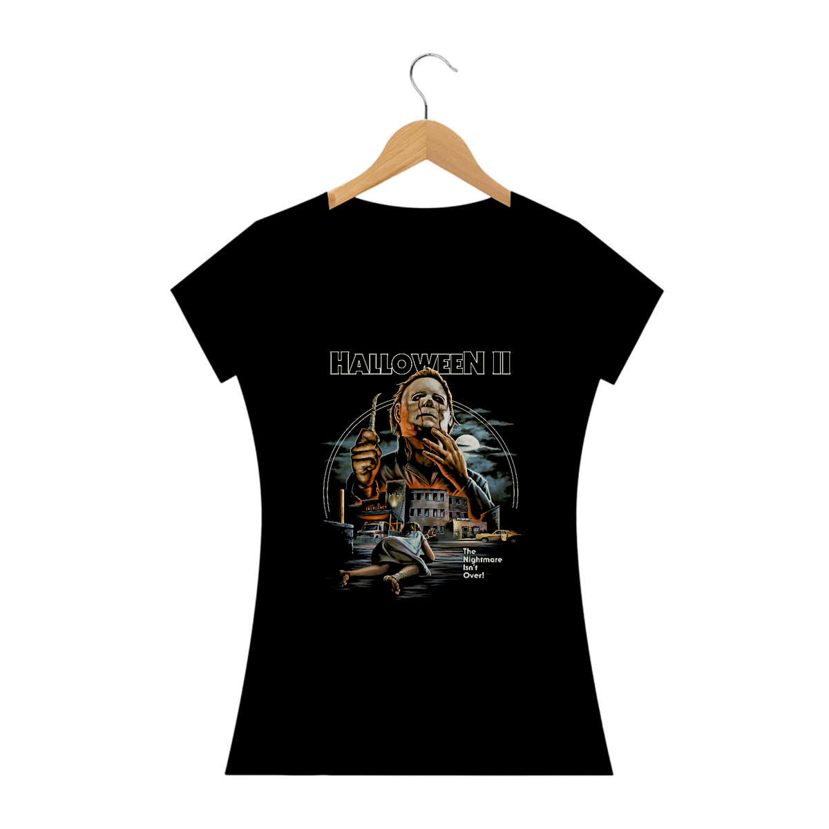 Nome do produto: Camiseta Feminina Halloween 2 - O Pesadelo Continua Estampa Filme Terror