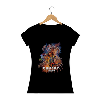 Nome do produtoCamiseta Feminina Chucky Série Estampa ROCK HORROR 