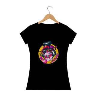 Nome do produtoCamiseta Feminina Gueixa bola de chiclete Estampa Japonesa