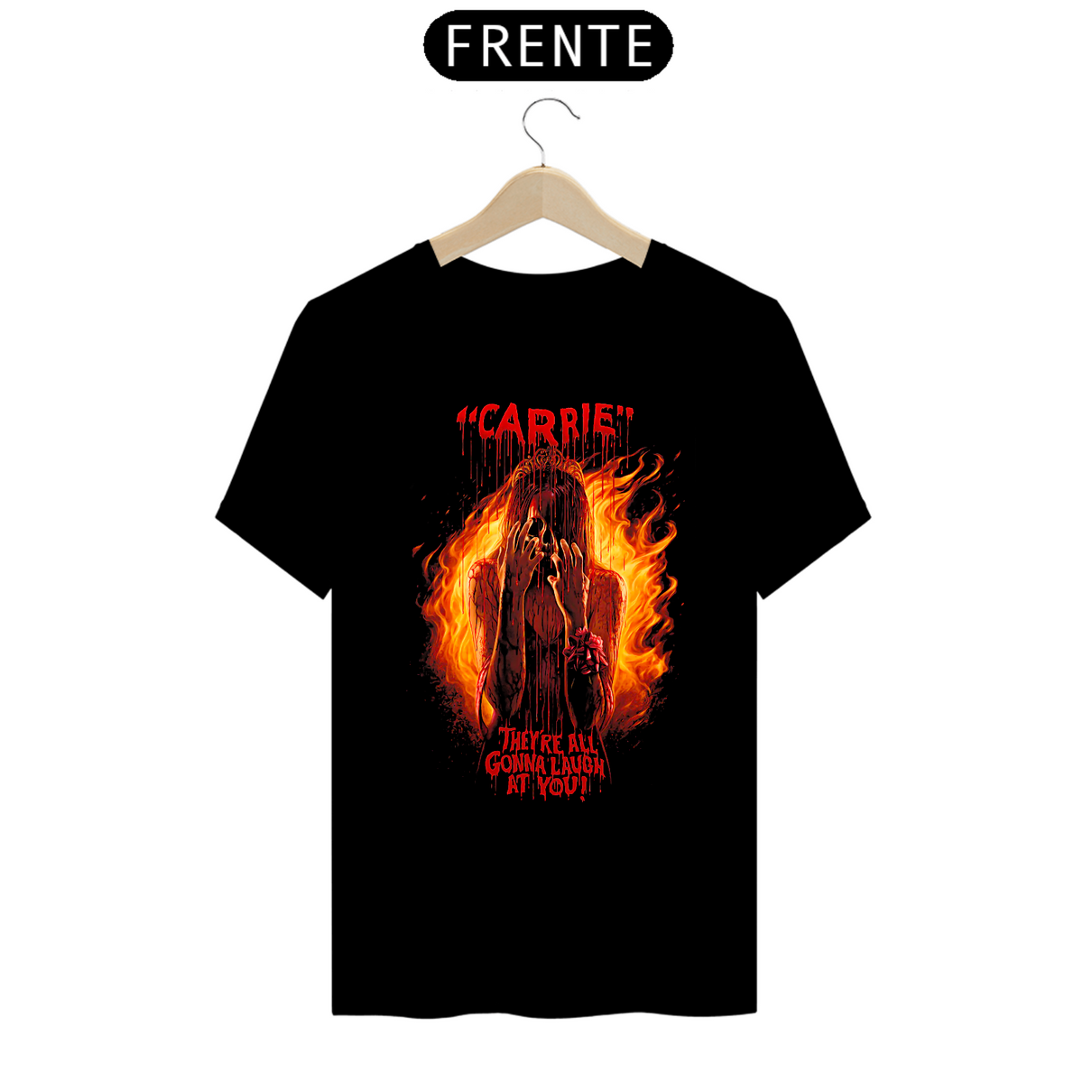 Nome do produto: Camiseta Carrie A Estranha - Todos vão rir de você Estampa Filme Terror