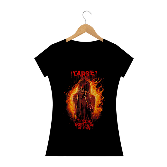 Camiseta feminina Carrie A Estranha - Todos vão rir de você Estampa Filme Terror