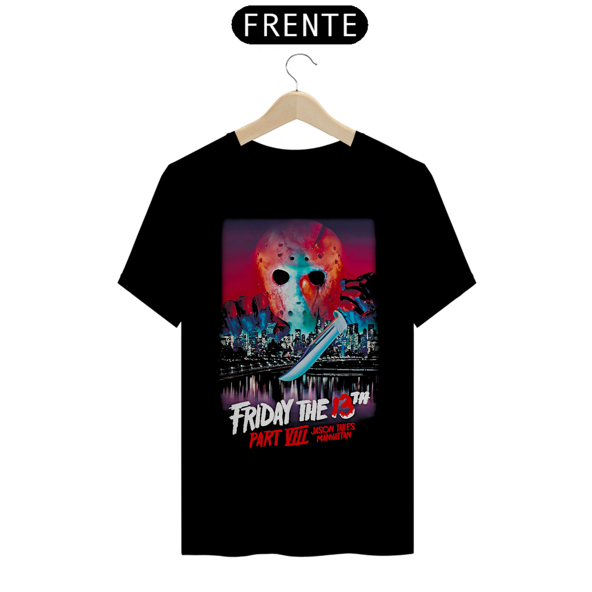 Nome do produto: Camiseta Sexta Feira 13 Parte 8 Estampa Capa Filme Terror