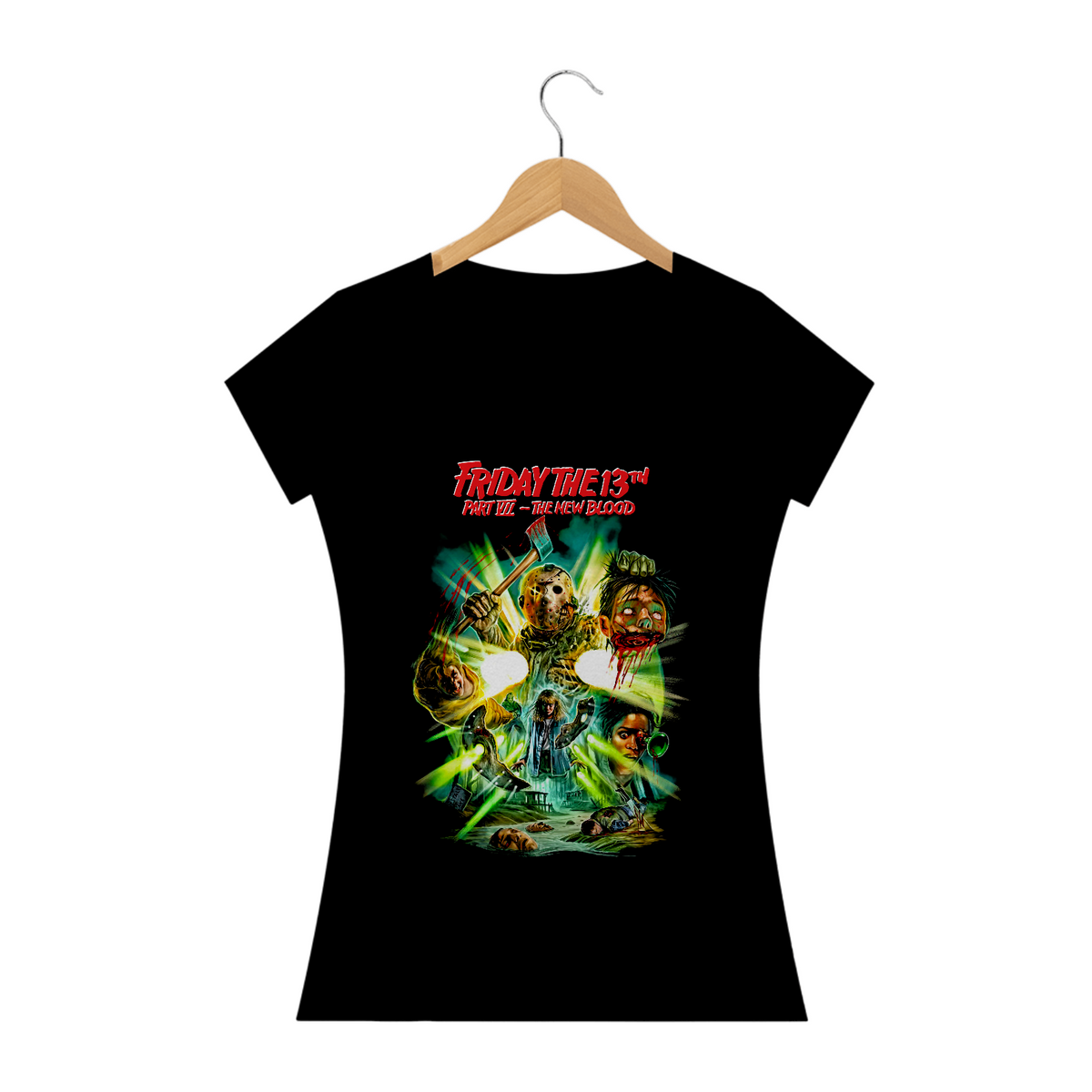 Nome do produto: Camiseta Feminina Sexta Feira 13 Parte 7 Estampa Jason Filme Terror